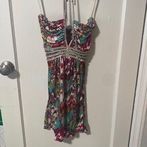 SKY size Small, Halter Rhinestone dress, Multicolored, Excellent condition